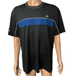 Novak Djokovic Lacoste Sport Black Blue FR 9 US 4XL Tech Pique Ultra Dry Tee EUC